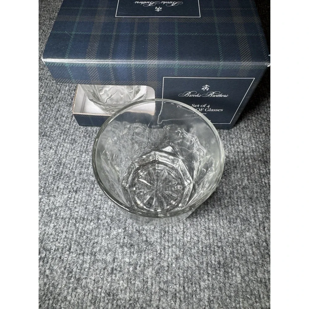 Brooks Brothers Prism Whiskey Glasses 4pc Set – Double Old‎ Fashioned NEW NIB